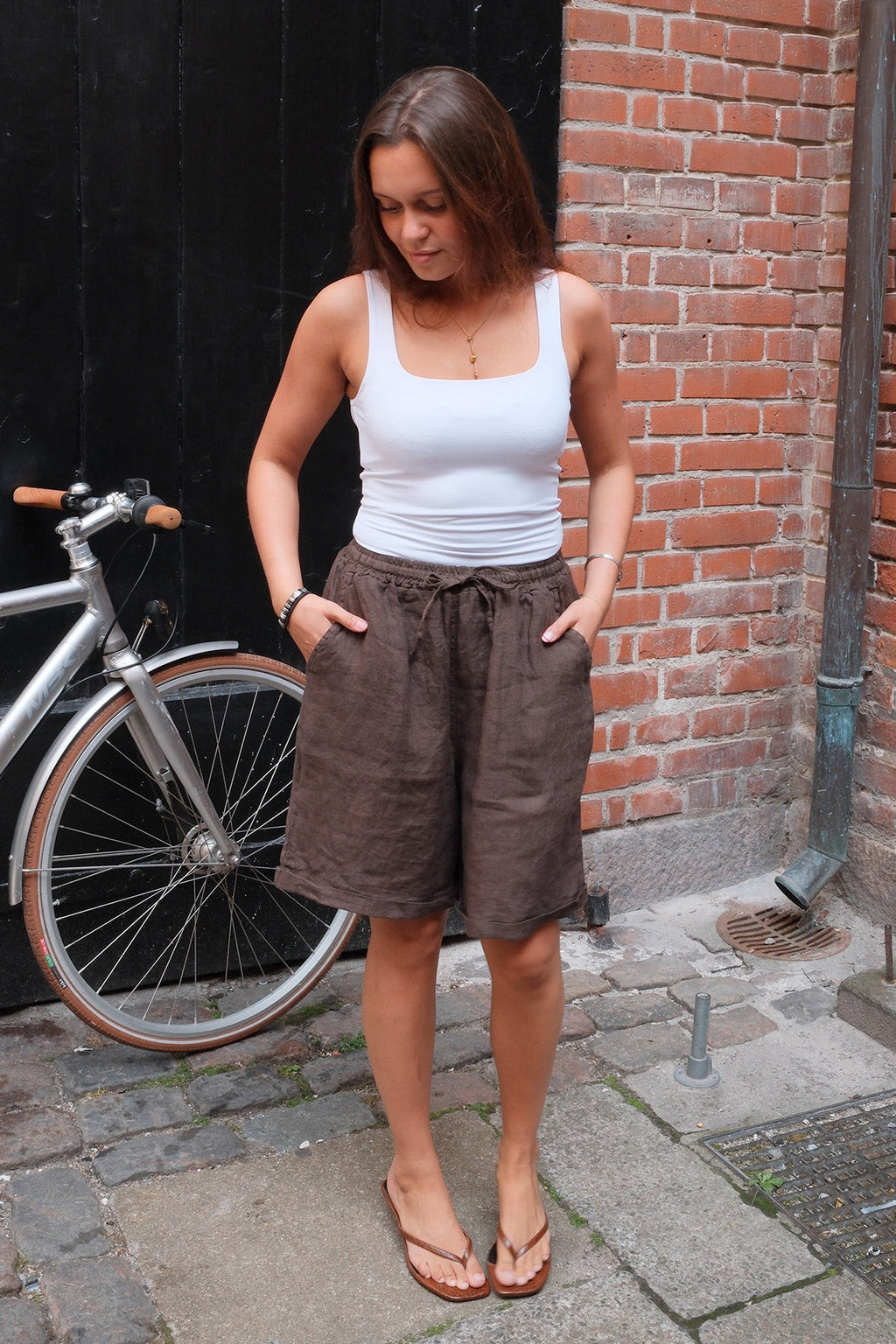 Linneshorts - Brun