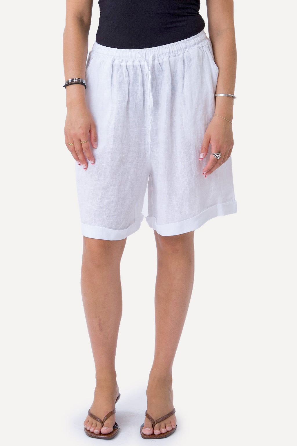 Linneshorts - Vit