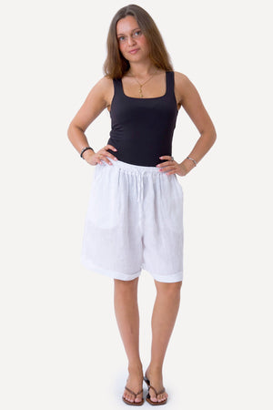 Linneshorts - Vit