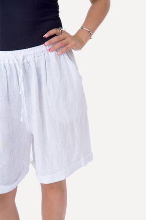 Linneshorts - Vit