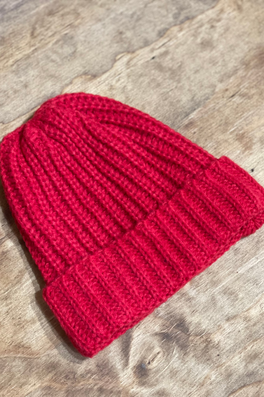 Ribbed Beanie - Vinröd