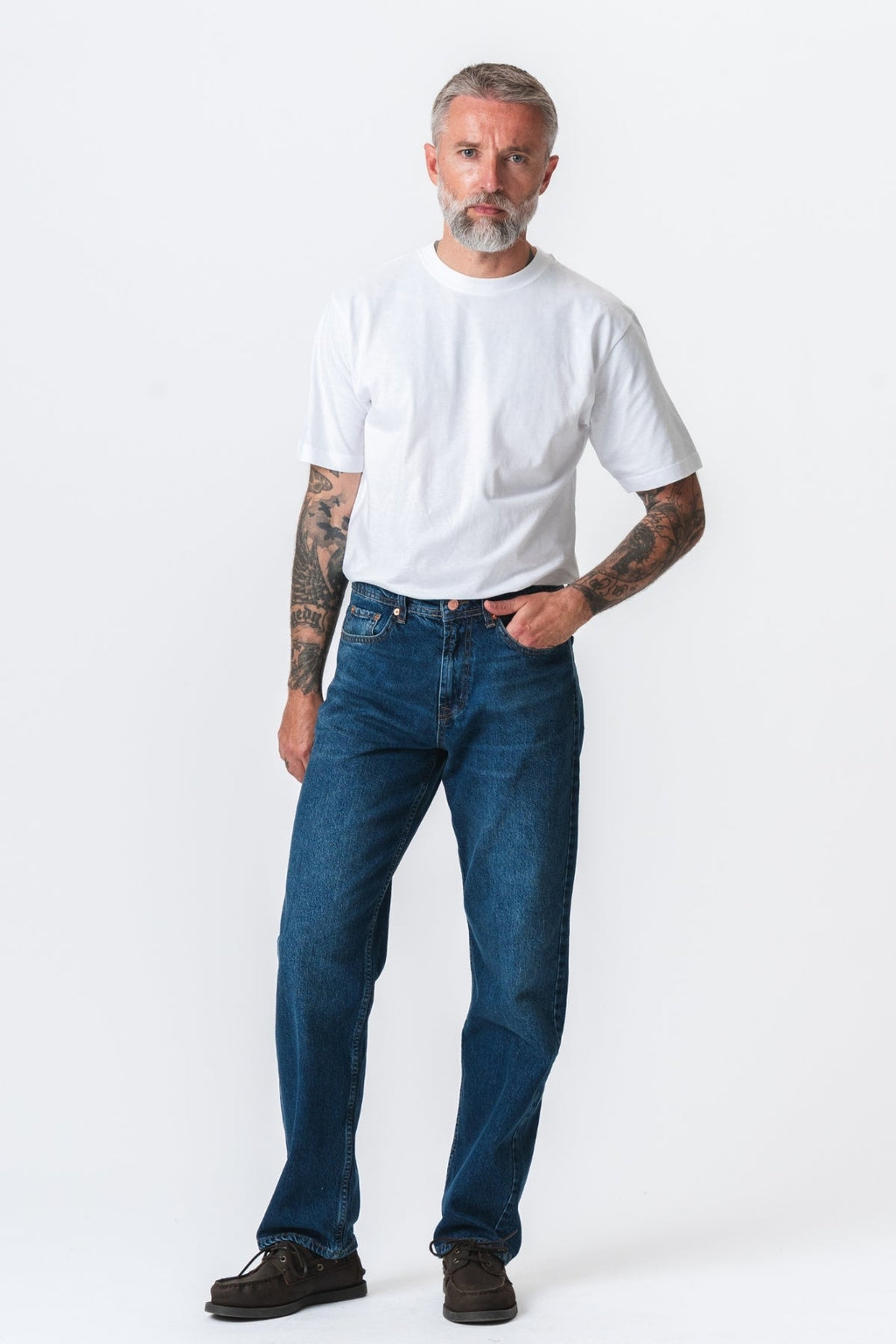 Noah Lös Passform Jeans - Mörkblå Denim