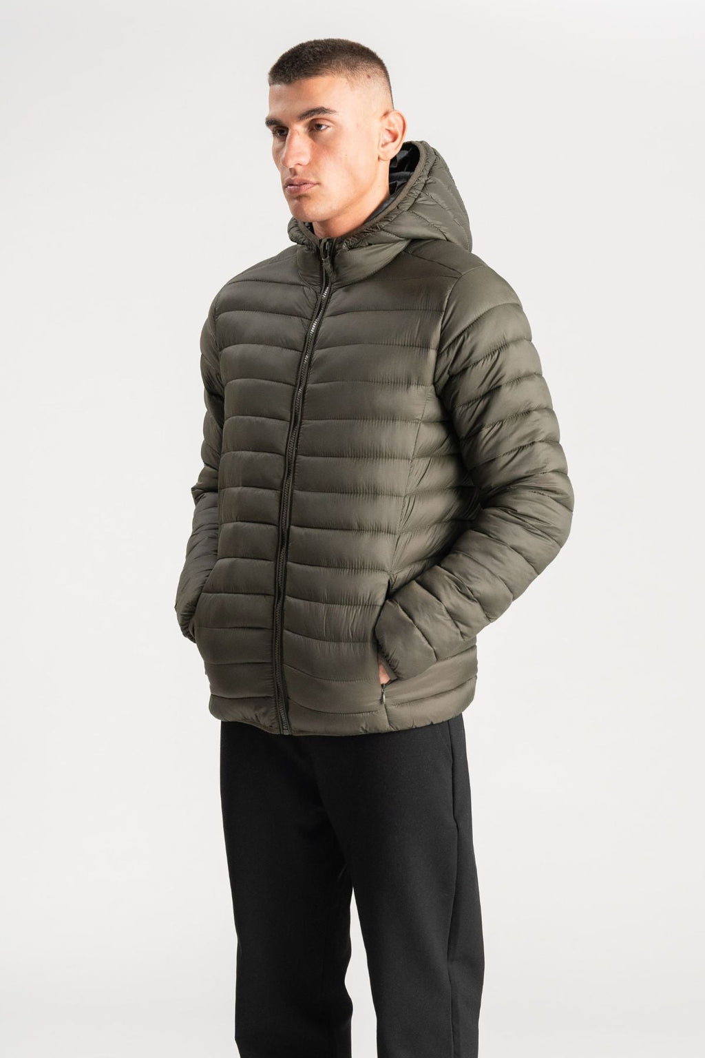 Hooded Light Puffer Jacka - Oliv