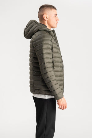 Hooded Light Puffer Jacka - Oliv