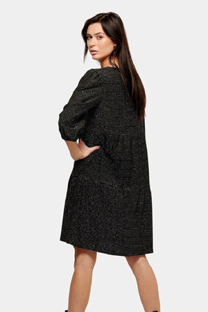 Klänning med glitterränder - Svart