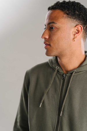 Zip Hoodie - Armégrön