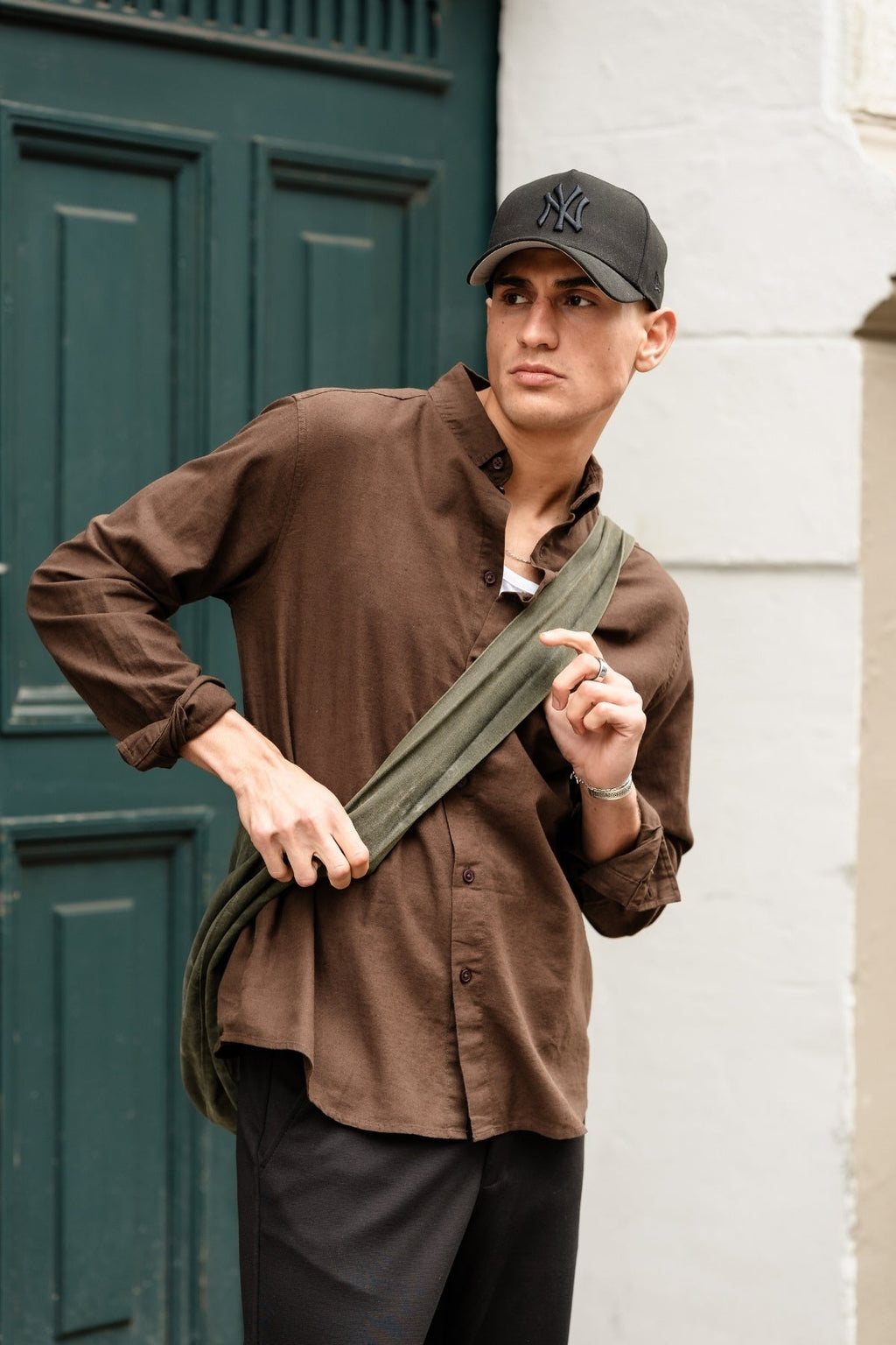 Linne Skjorta - Mörkbrun