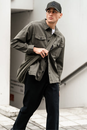 Twill Overshirt - Mörk Oliv