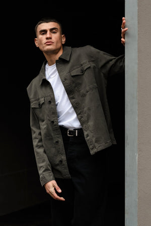 Twill Overshirt - Mörk Oliv