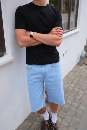 Lösa denimshorts - ljusblå