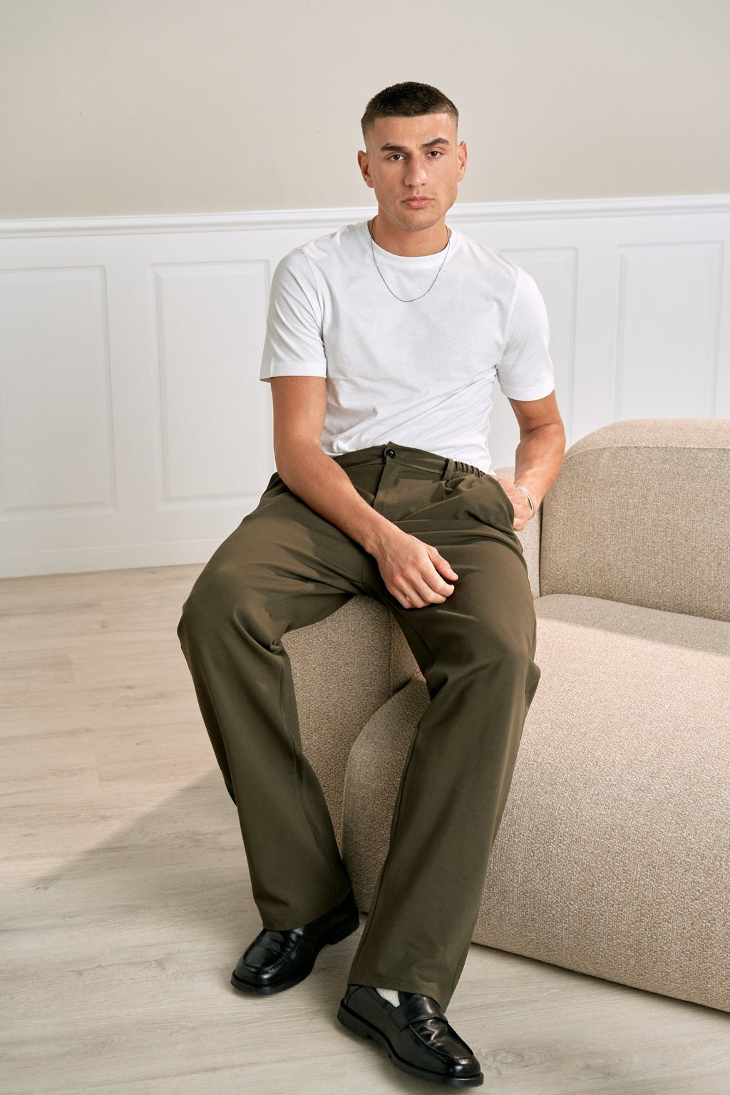 Suit Pants Loose - Armégrön