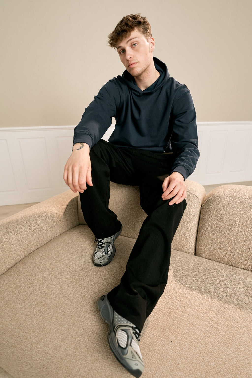 Hoodie Utan Dragsko - Marinblå