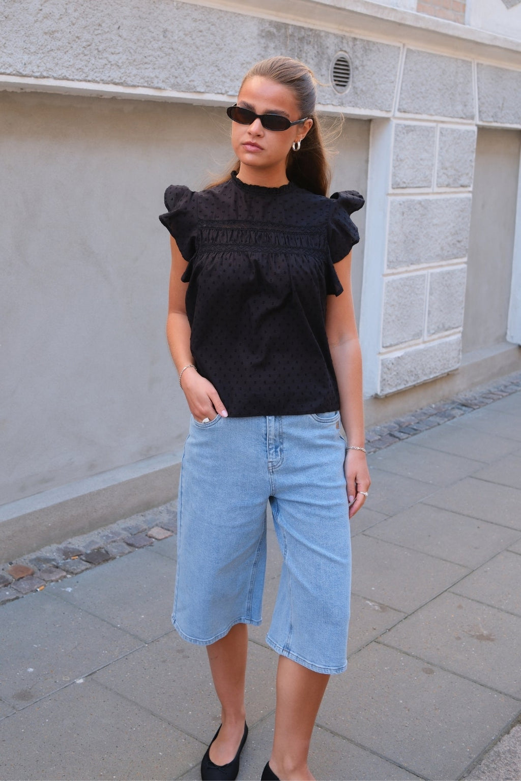 Kath Långa Jeansshorts - Light Blue Denim