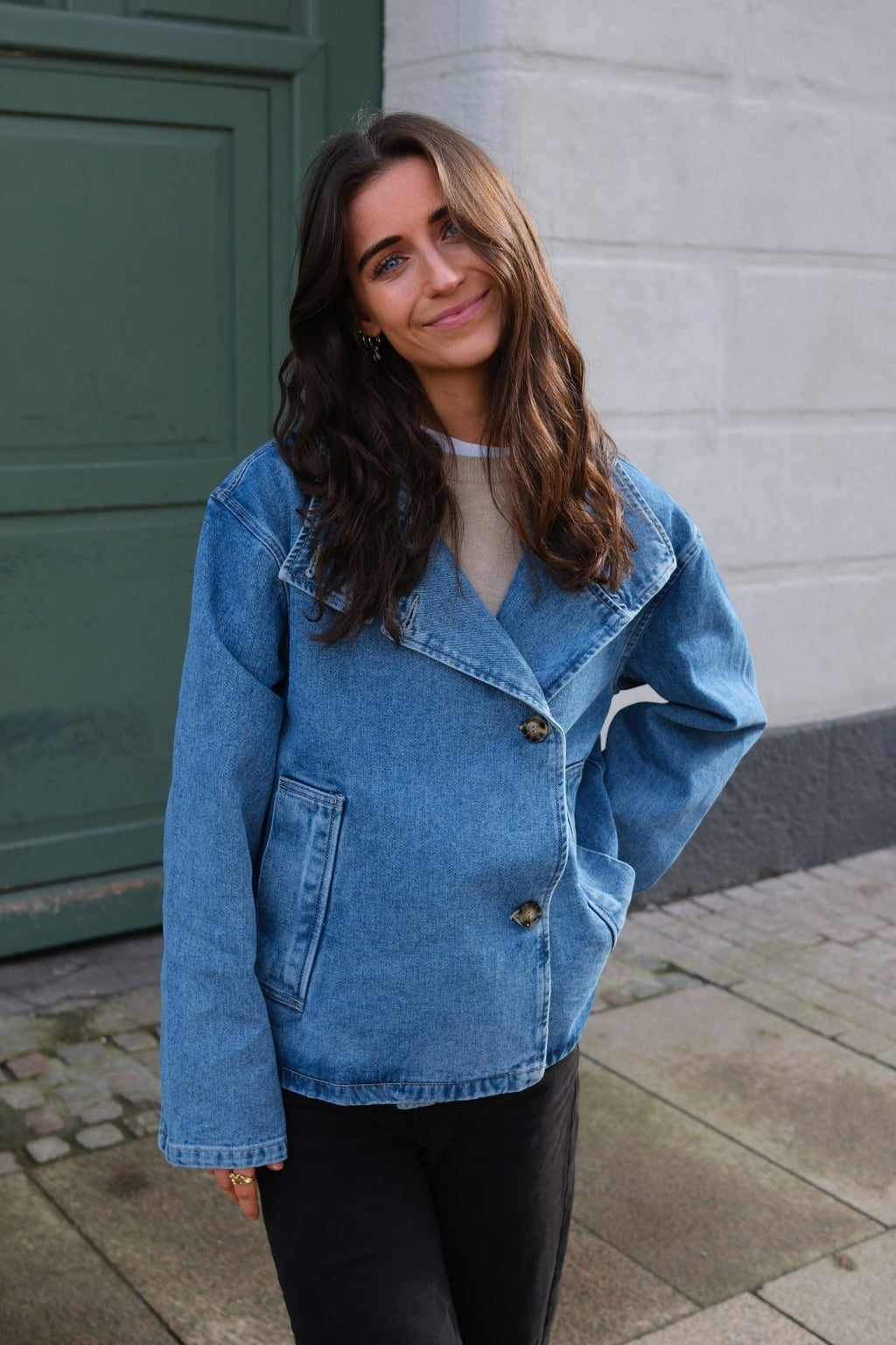Tilla Gro L/S Jeansjacka - Mellanblå Denim