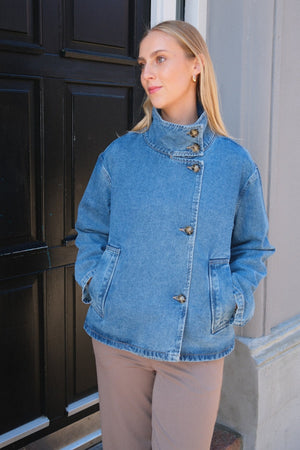 Tilla Gro L/S Jeansjacka - Mellanblå Denim