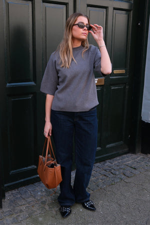 Reynard 2/4 Stickad Pullover - Mellangrå Melange