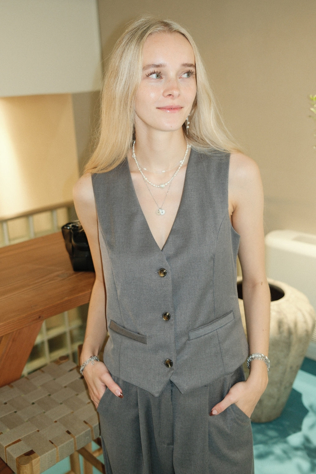 Nadia väst och byxor (Mörkgrå) - Paketerbjudande