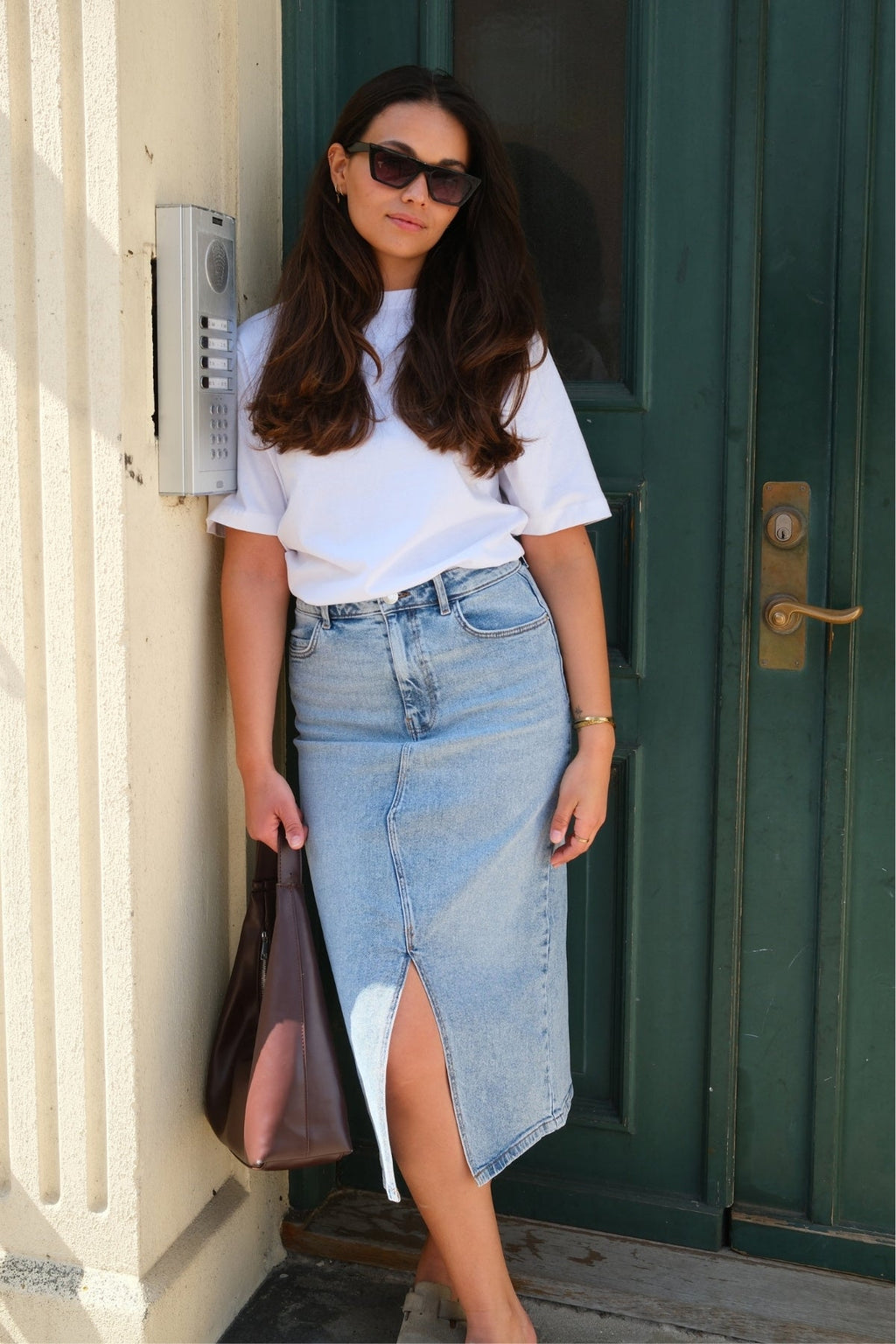 Natalie Midi-kjol - Ljusblå Denim