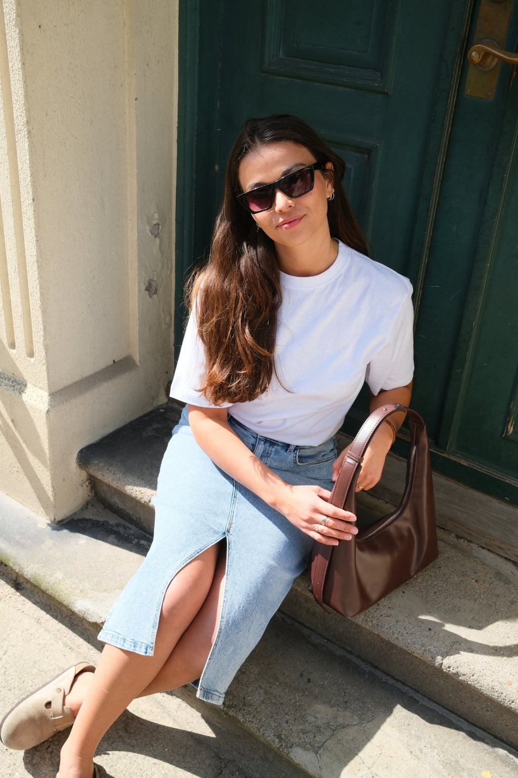 Natalie Midi-kjol - Ljusblå Denim