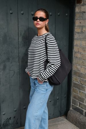 Strippad Långärmad Regular Fit - Svart