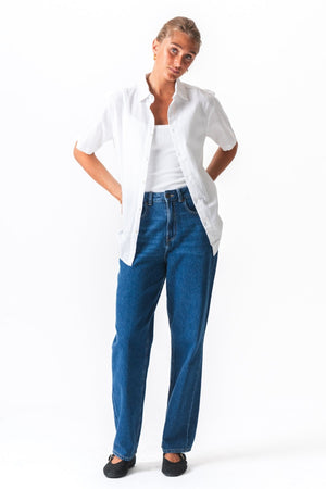 Kortärmad Linneskjorta - Vit