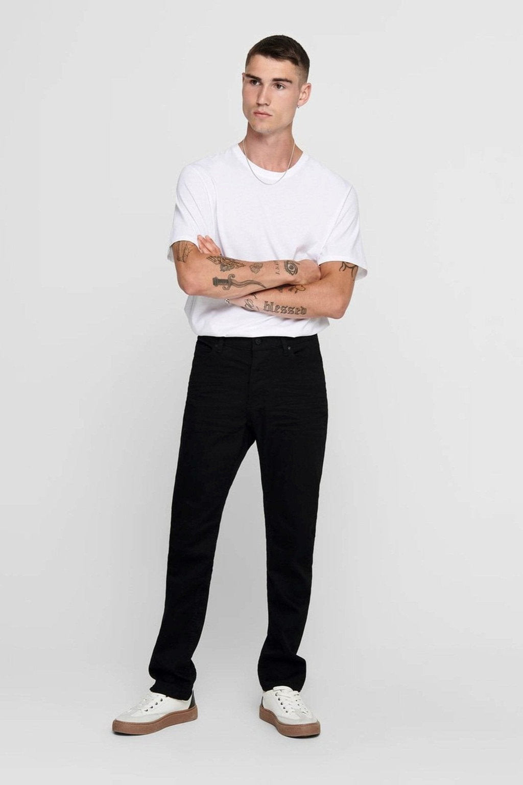 Mike Stretchjeans - Svart (Bred passform)