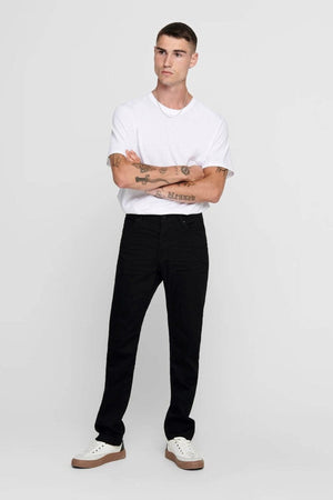 Mike Stretchjeans - Svart (Bred passform)