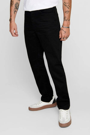 Mike Stretchjeans - Svart (Bred passform)