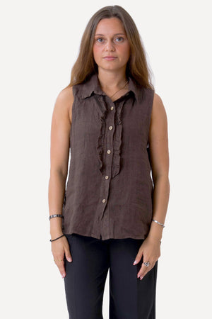 Mio Linne Top - Brun