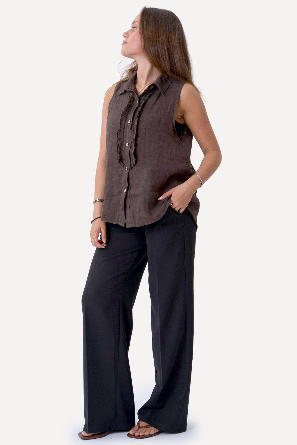Mio Linne Top - Brun