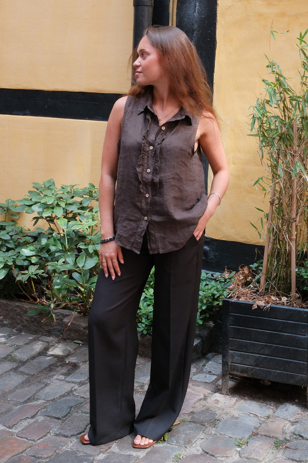 Mio Linne Top - Brun
