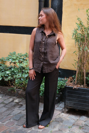 Mio Linne Top - Brun