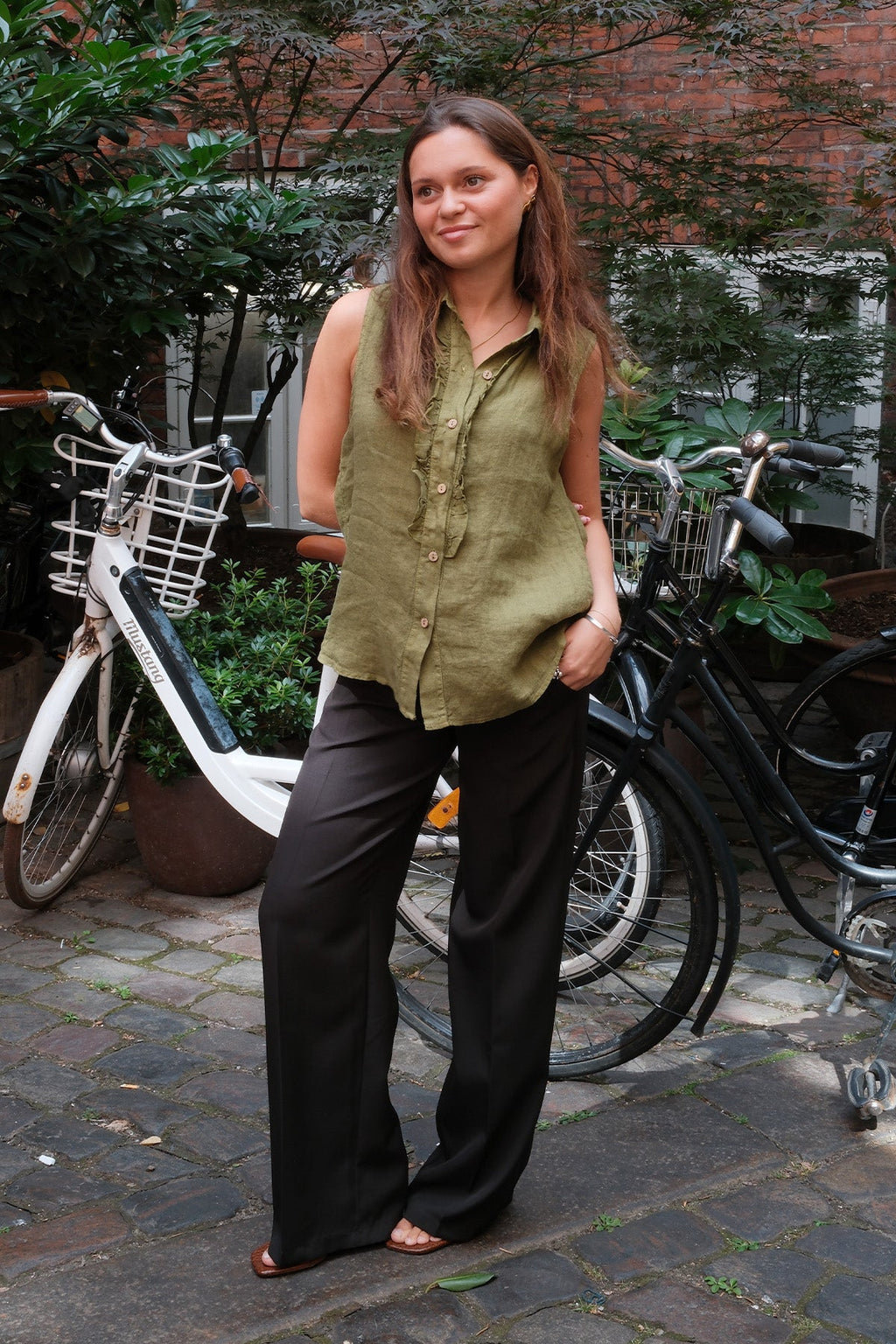 Mio Linne Topp - Olive