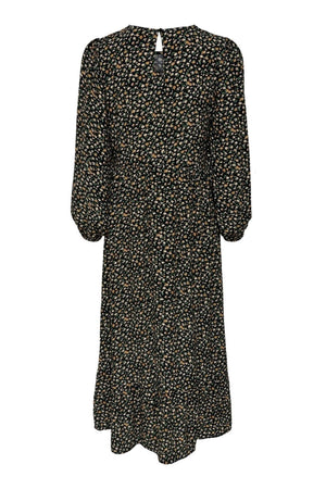 Amalie Midi Klänning - Svart-Orange