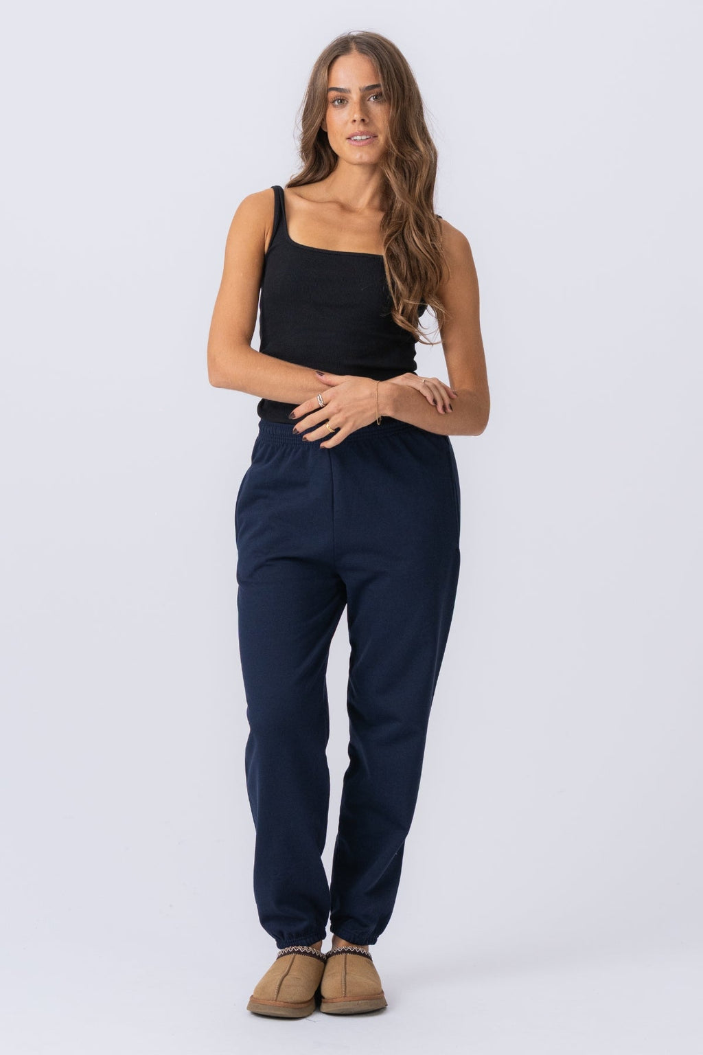 Basic Sweatpants - Blue Marinblå dam