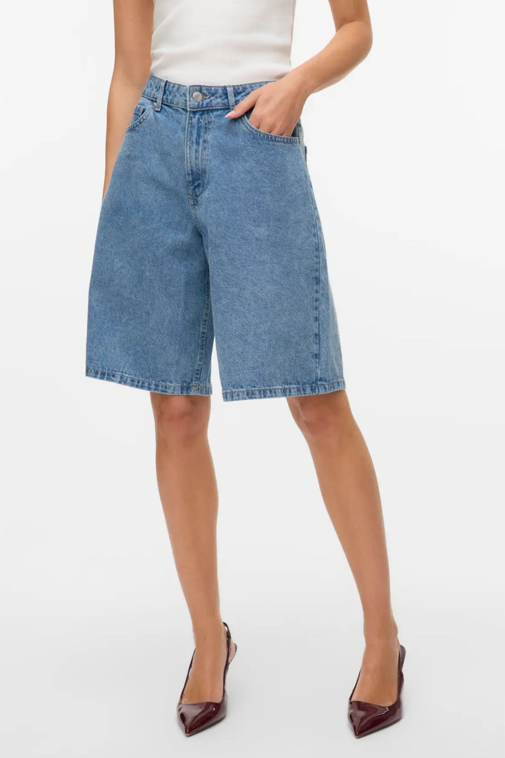 Kath Långa Jeansshorts - Light Blue Denim