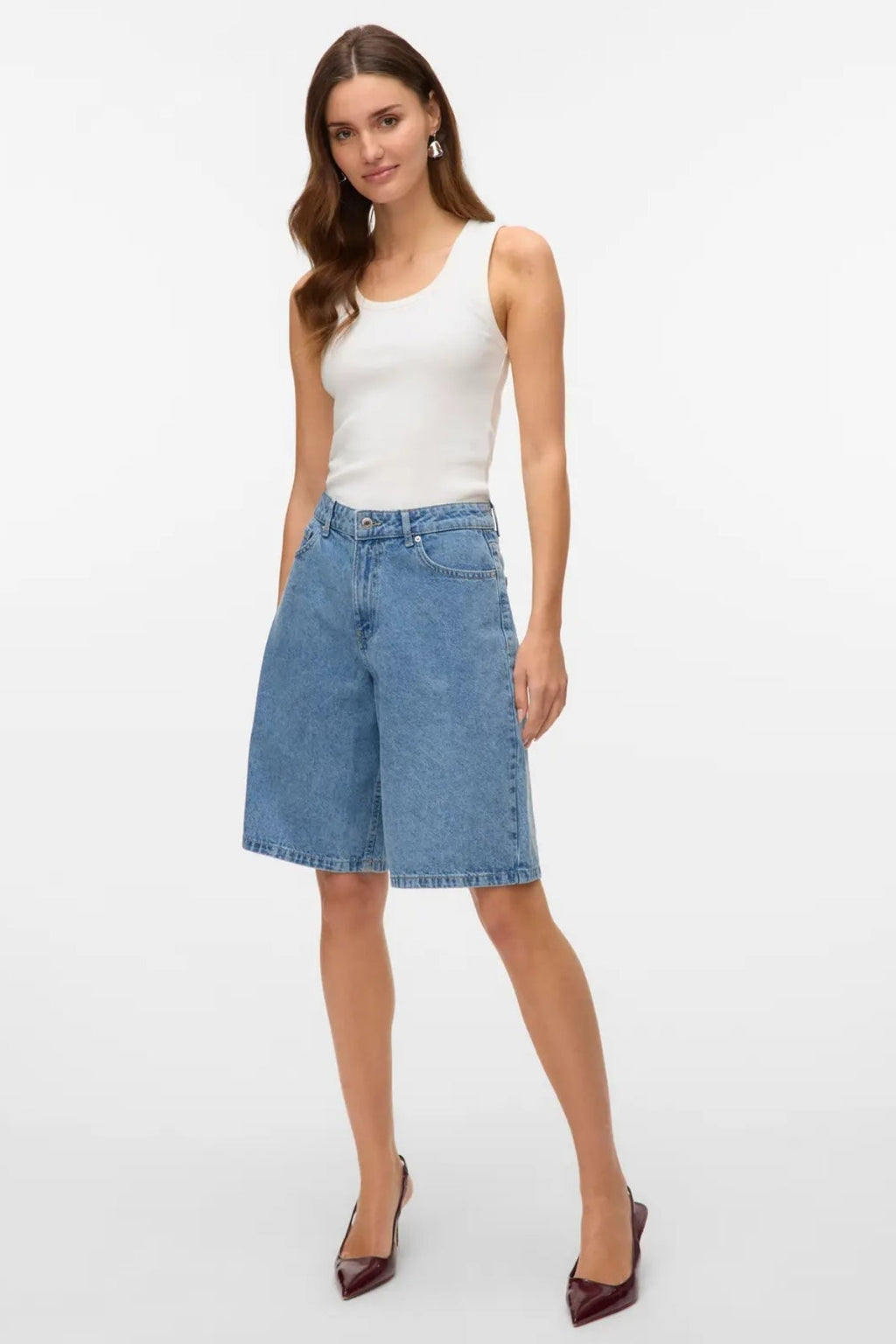 Kath Långa Jeansshorts - Light Blue Denim