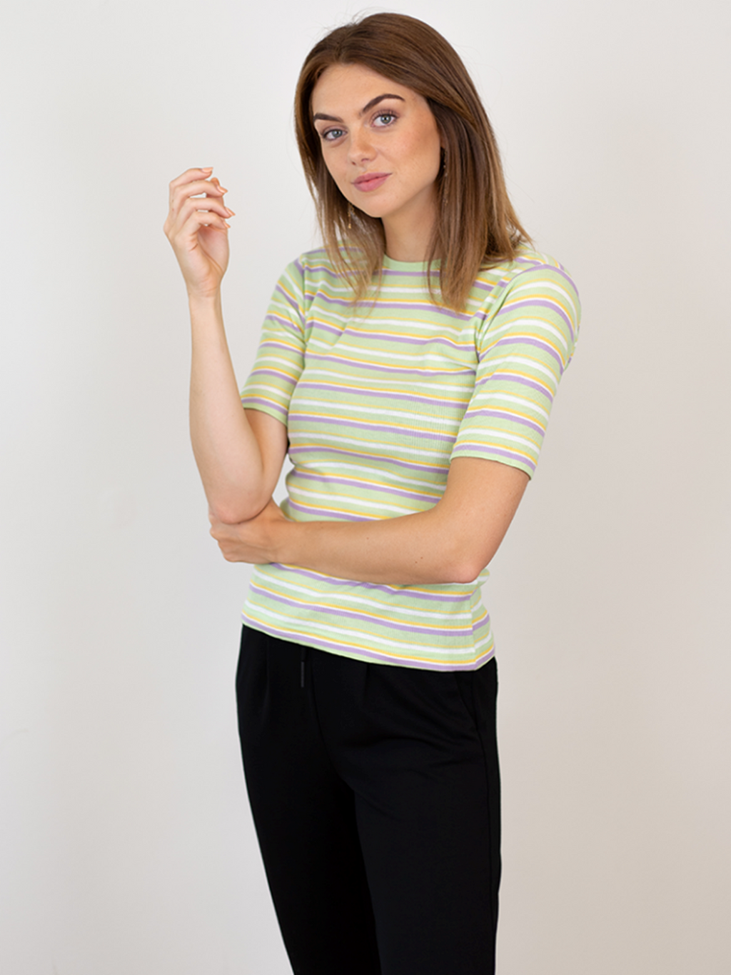 Roberta Tee - Mint randig