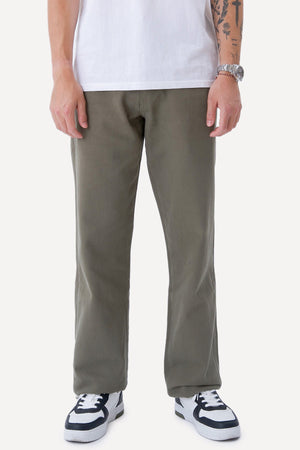 Straight Cotton Chino - Oliv