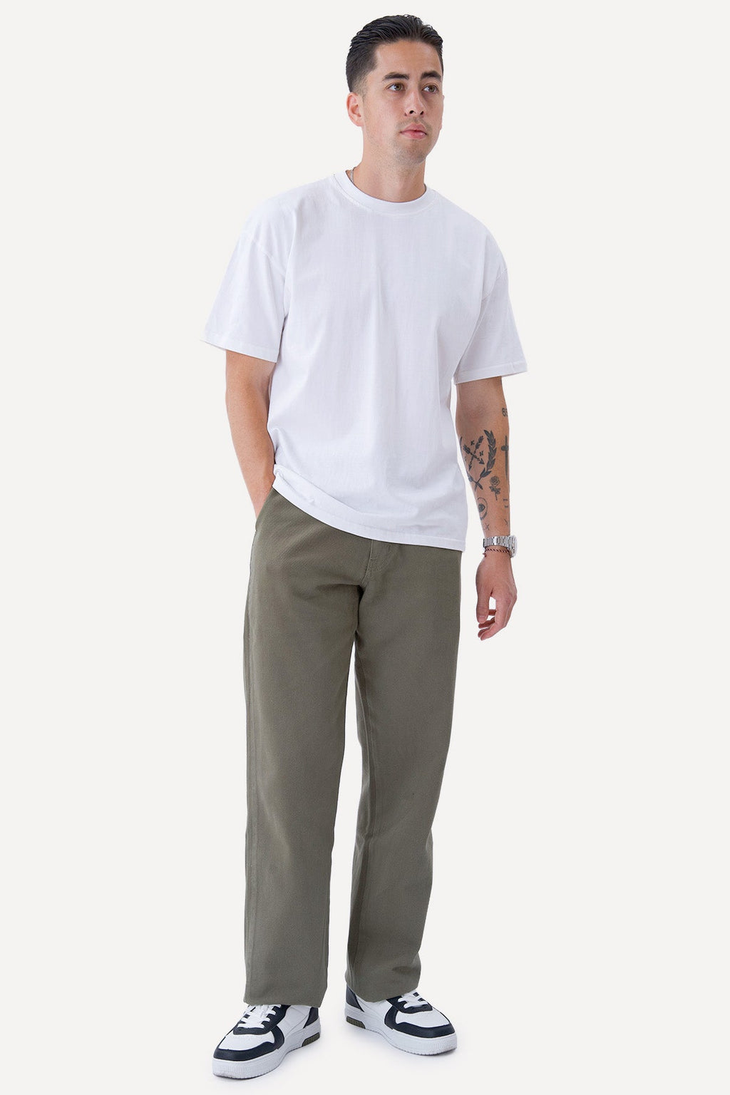 Straight Cotton Chino - Oliv