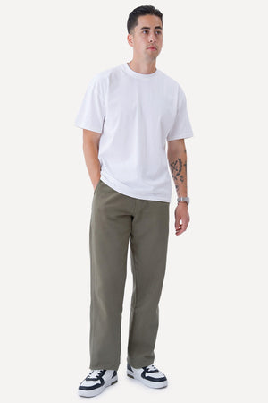 Straight Cotton Chino - Oliv