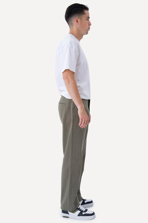 Straight Cotton Chino - Oliv
