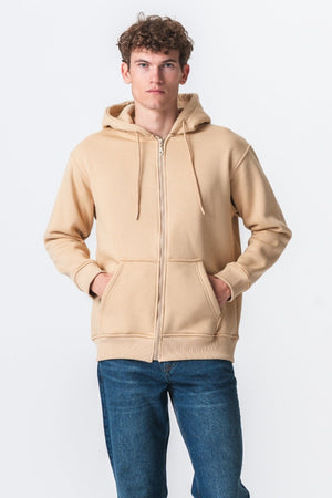 Relaxed Zip Hoodie - Beige