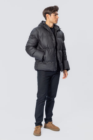 Coated Hooded Jacket - Svart