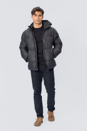 Coated Hooded Jacket - Svart