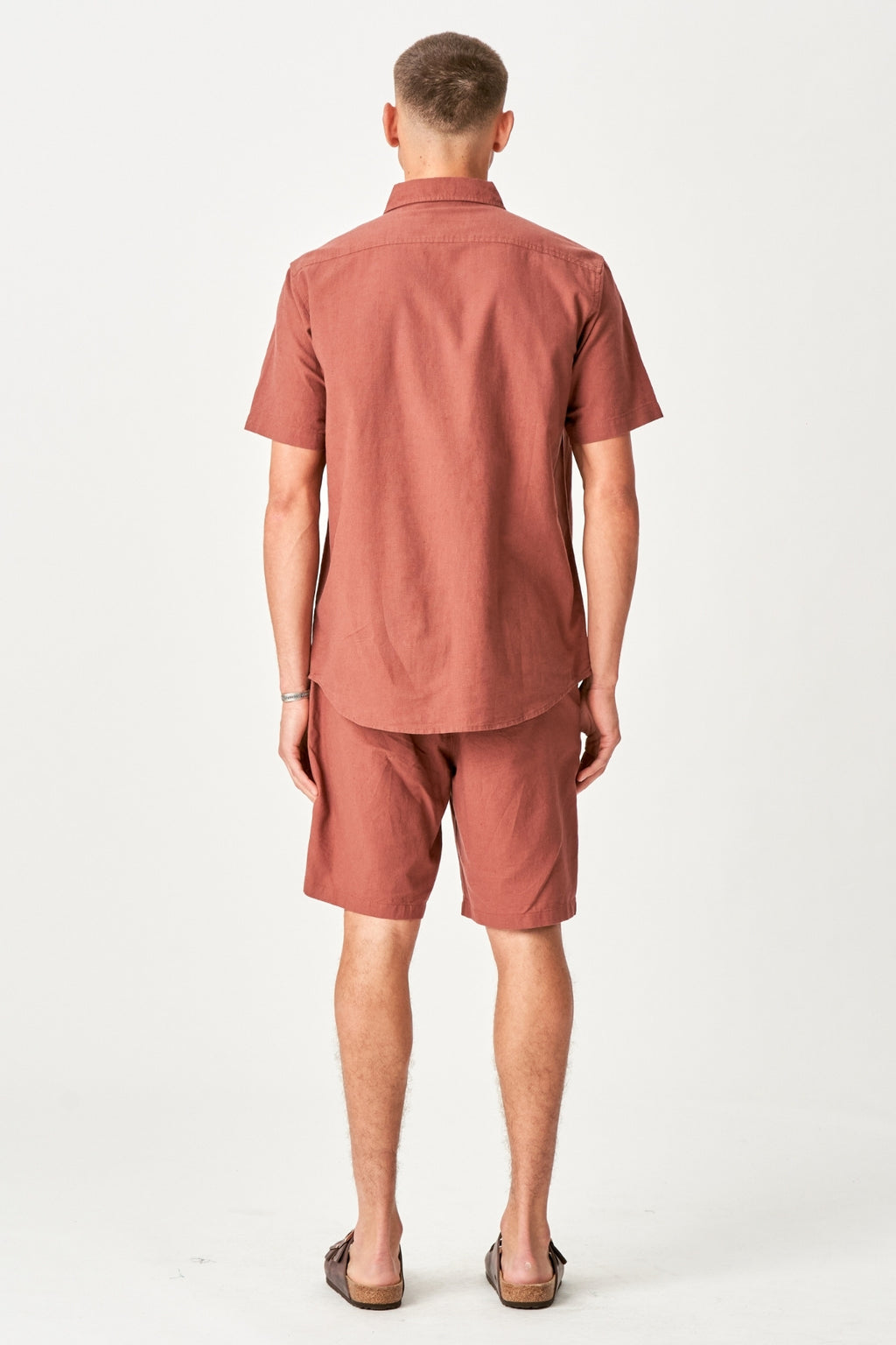 Linneset Kortärmad Skjorta + Linneshorts – Terracotta (Paketerbjudanden)