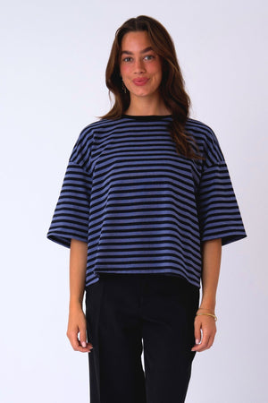 Zoe T-shirt - Svart/Denimblå
