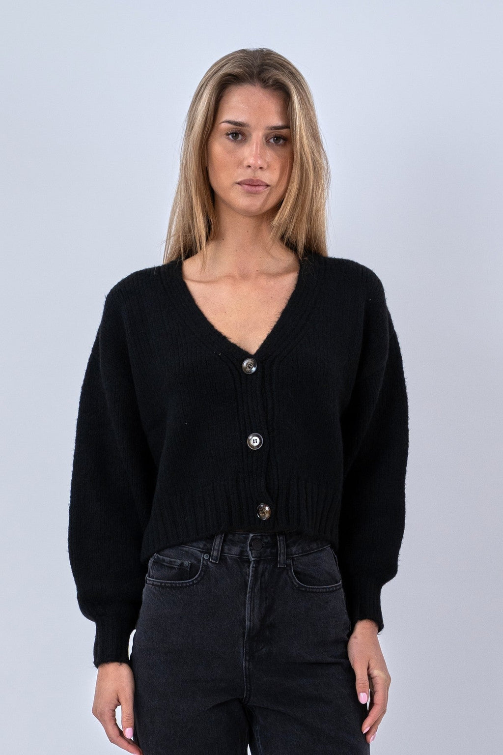 V-Neck Cardigan - Svart