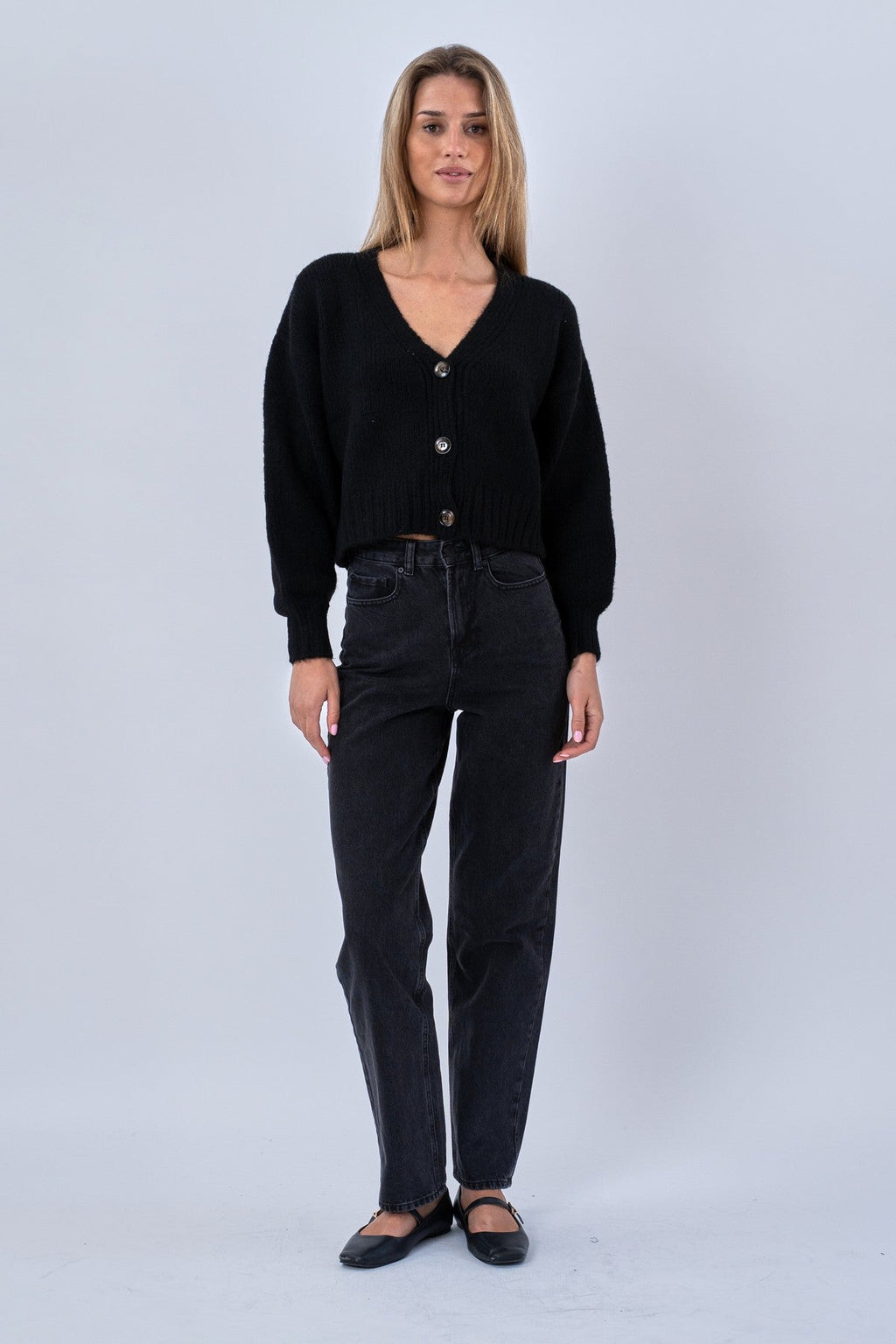V-Neck Cardigan - Svart