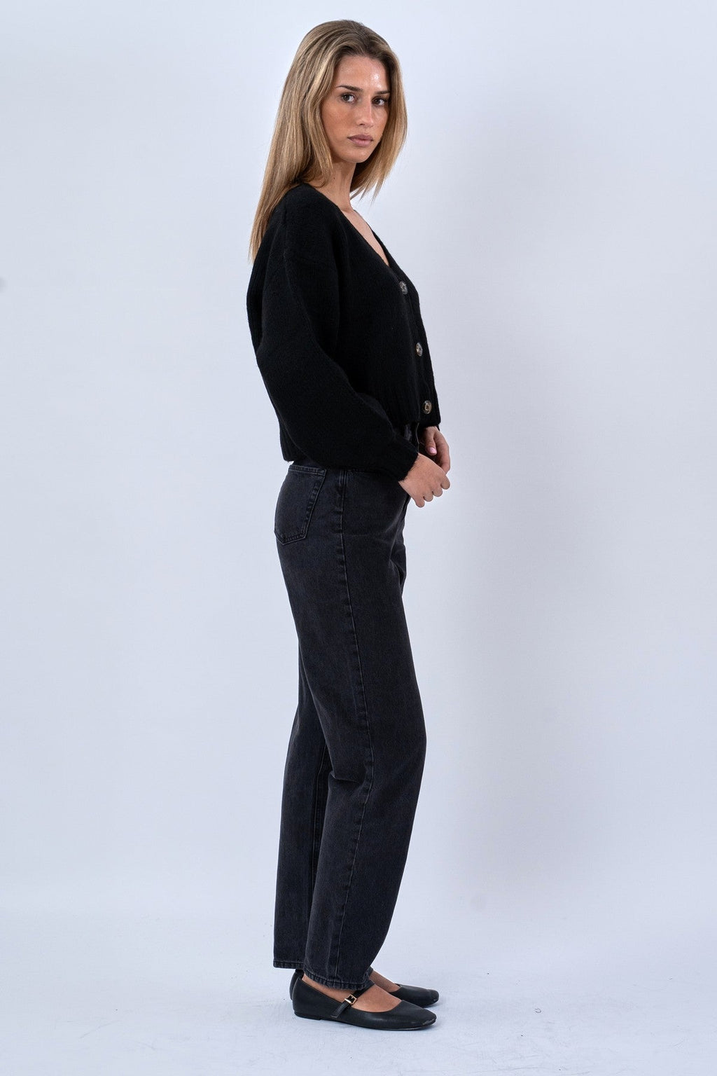 V-Neck Cardigan - Svart